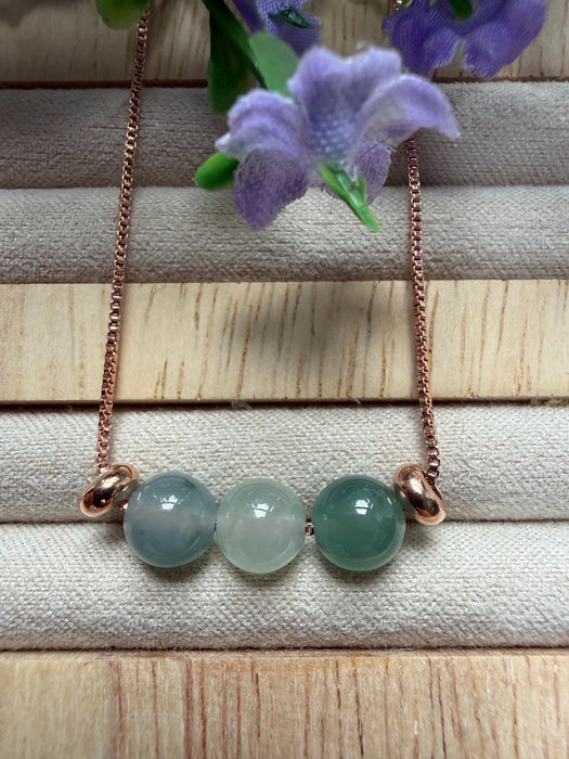 Trio Jadeite Bead Necklace