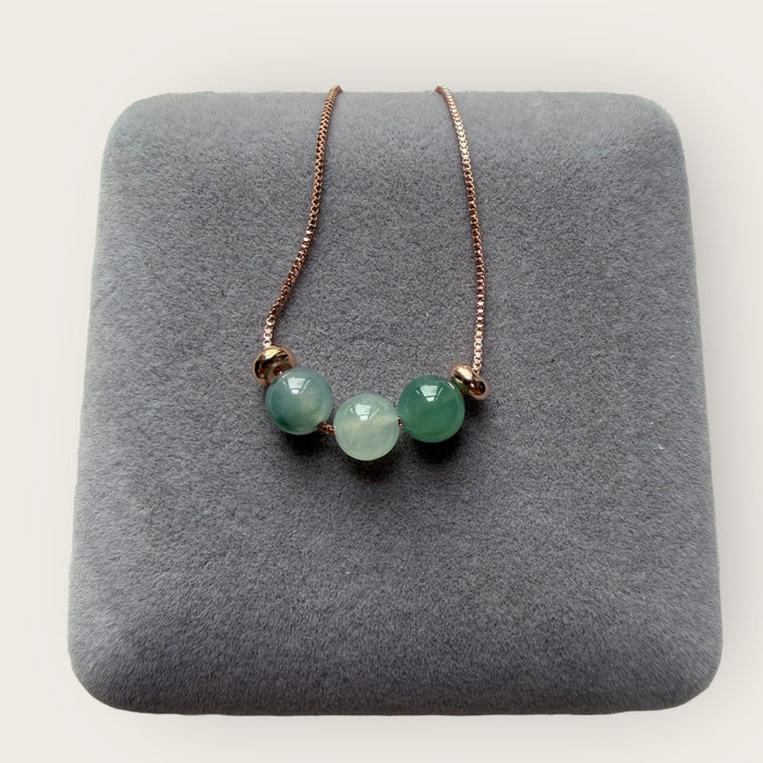 Trio Jadeite Bead Necklace
