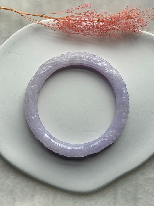 Carved Purple Jadeite Bangle