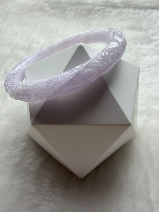Carved Purple Jadeite Bangle