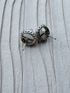 Dreamy Jade celestial stud earrings in S925 sterling silver with white jade-style stones and cubic zirconia halos