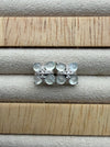 Dreamy Jade floral stud earrings featuring cabochon-cut jade stones and pavé crystals in a silver-tone setting.