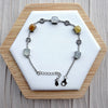 Dreamy Jade multi-coloured jade gemstone link bracelet with 925 sterling silver coin charms and adjustable chain