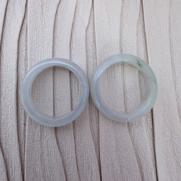 Dreamy Jade polished natural jadeite ring bands with smooth minimalist design and subtle green inclusions