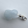 Dreamy Jade rabbit pendant carved from translucent light grey jade with a polished silver-tone bail.