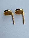 Dreamy Jade round stud earrings featuring warm-toned jade stones in gold-tone settings with a textured beaded edge.