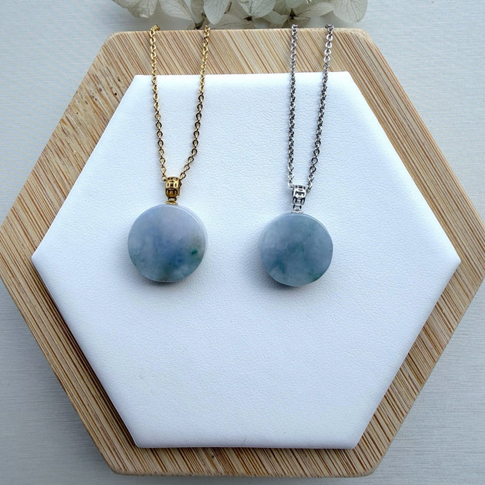 Round Purple Pendant Necklace - 18K Gold / White Gold