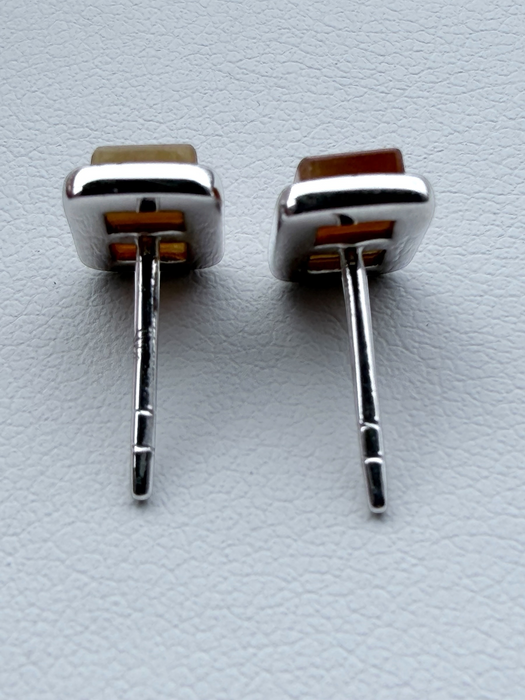 Rectangular Amber Stud Earrings