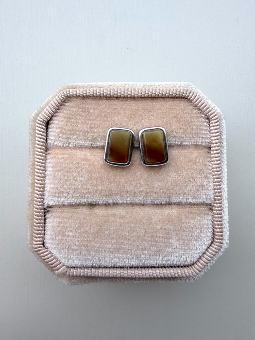 Rectangular Amber Stud Earrings
