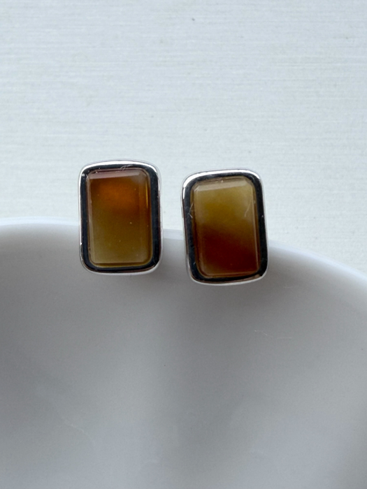 Rectangular Amber Stud Earrings