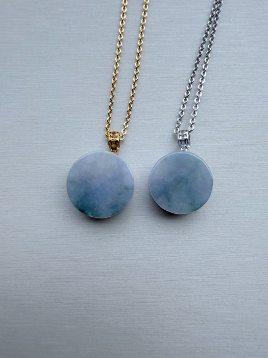 Round Purple Pendant Necklace - 18K Gold / White Gold
