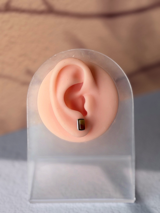 Rectangular Amber Stud Earrings