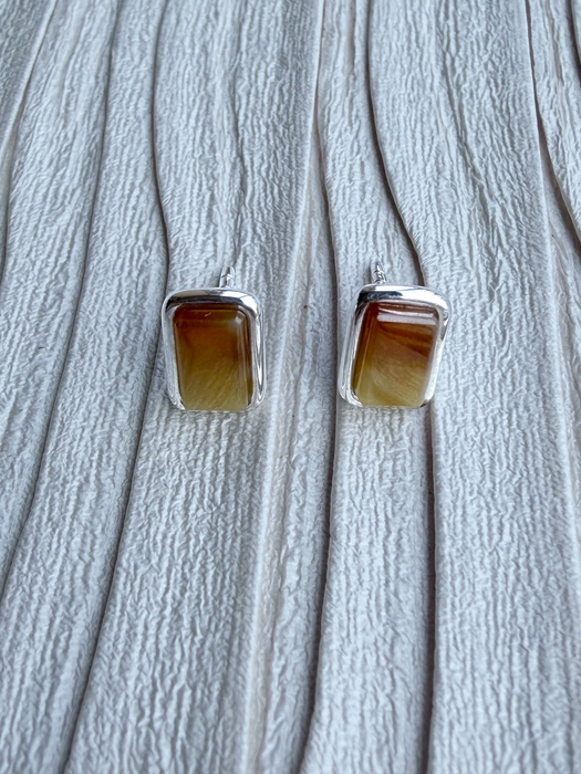 Rectangular Amber Stud Earrings