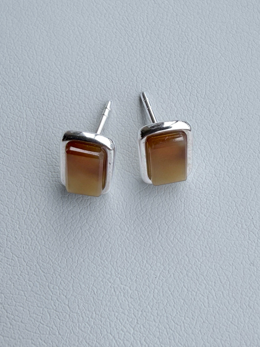 Rectangular Amber Stud Earrings