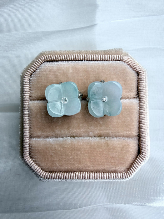 Petal Mist Jadeite Stud Earrings