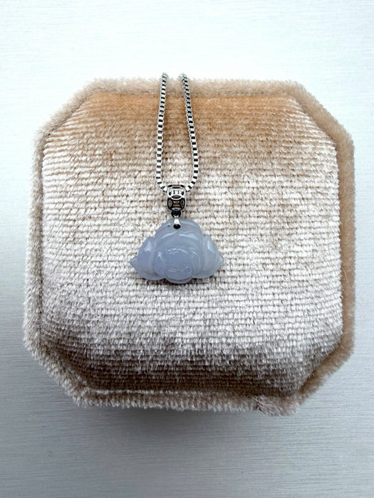 Lavender Lotus Jadeite Necklace - 18K White Gold