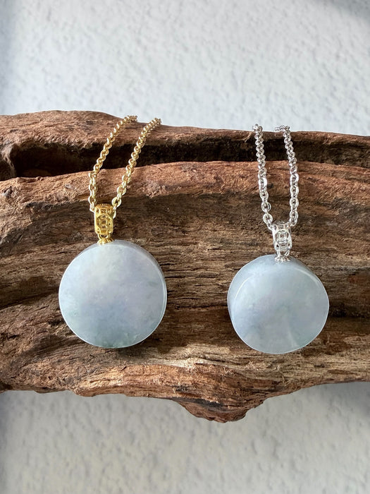 Round Purple Pendant Necklace - 18K Gold / White Gold
