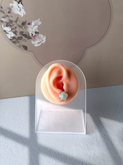 Petal Mist Jadeite Stud Earrings