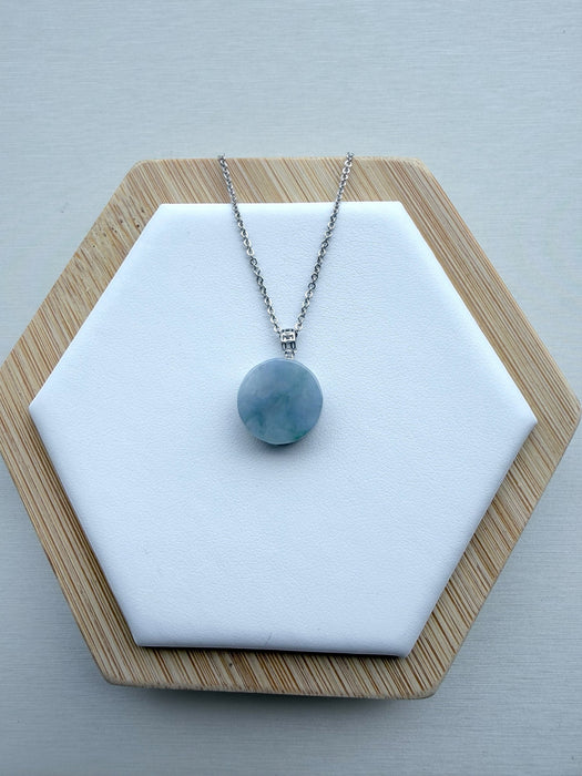 Round Purple Pendant Necklace - 18K Gold / White Gold