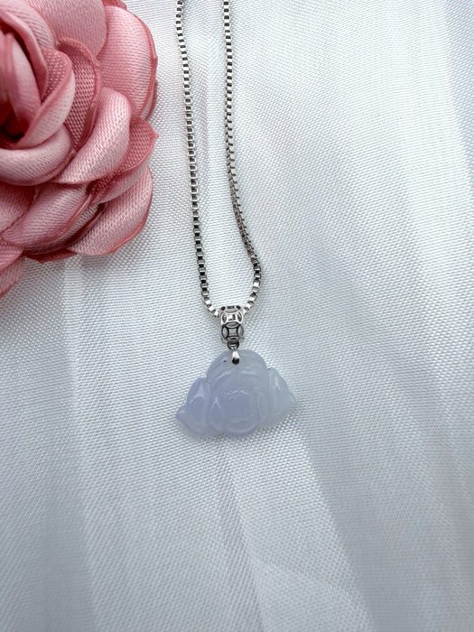 Lavender Lotus Jadeite Necklace - 18K White Gold