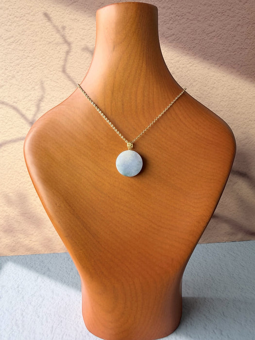 Round Purple Pendant Necklace - 18K Gold / White Gold