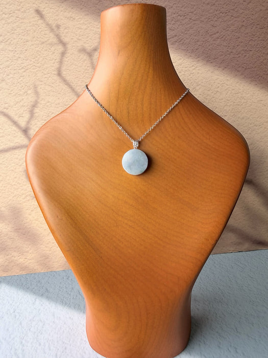 Round Purple Pendant Necklace - 18K Gold / White Gold